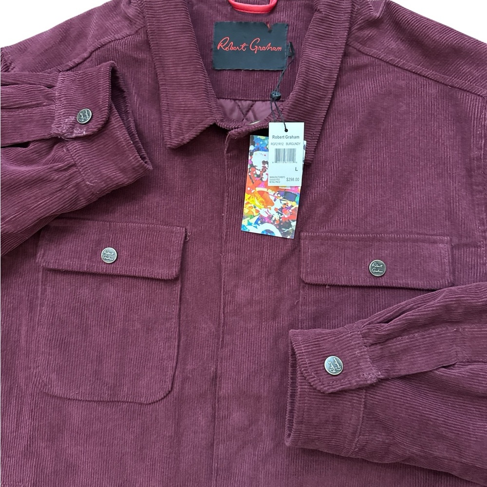 Robert Graham Burgundy Quilted Corduroy Coat Jacket Men’s Size Large NWTS Preppy